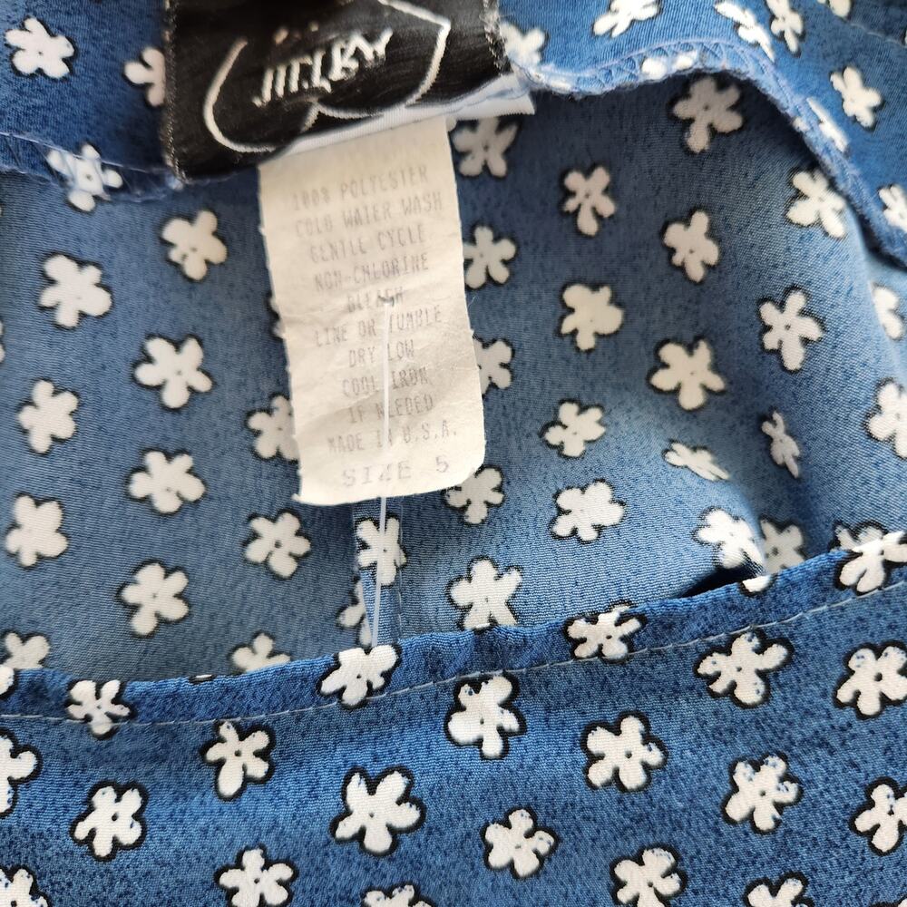 Vintage 90s Ultra Pink Blue Daisy Floral A-Line Mini Skirt XS - Picture 5 of 9